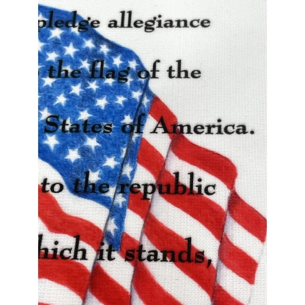 Vintage Patriotic Banner USA Pledge of Allegiance Lace Hang Bar Scroll Multi